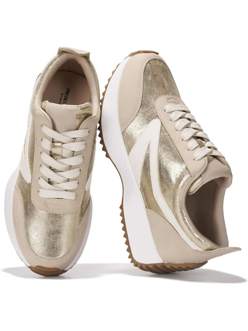 Womens Balinda-gold Project Cloud Sneakers Memory Foam Lightweight Lace Up Shoes
